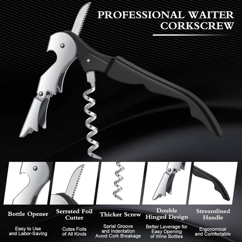 Raiten Waiter Corkscrew Wine Openers Heavy Duty Hinges Wine Key Bottle Opener All in One Double Hinged Waiter's Corkscrew with Foil Cutter Wine Tools for Bartenders Servers Sommelier (Black, 100 Pack) - Image 3